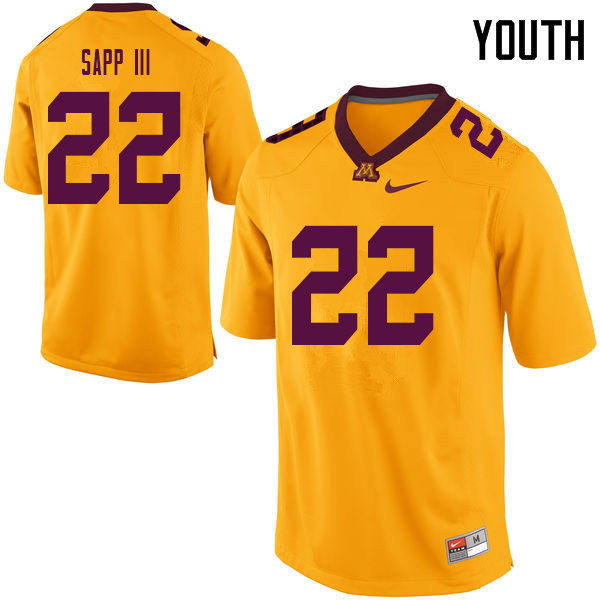 Youth #22 Benny Sapp III Minnesota Golden Gophers College Football Jerseys Sale-Yellow - Click Image to Close